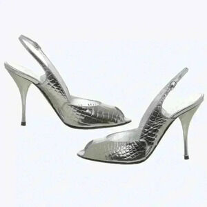 CASADEI 6027 Slingback High Heel in Silver Metallic Steel Sz. 7